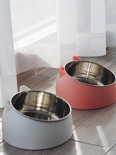 Pet Stainless Steel Cat Bowl, Cat Food Bowl, Anti-Knock over Neck Protector, High Feet to Protect Cervical Spine, Large Diameter Inclined Mouth Dog Bowl, Dog Bowl