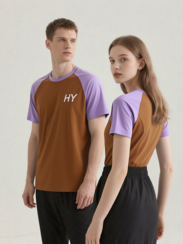 HYメンズカスタムメイド、コントラストカラーの丸首半袖純綿カジュアルTシャツ、広告シャツ、文化シャツ、団体服、プリント・刺繍入り|undefined