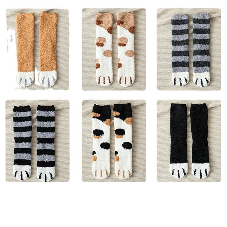 Warm coral velvet socks