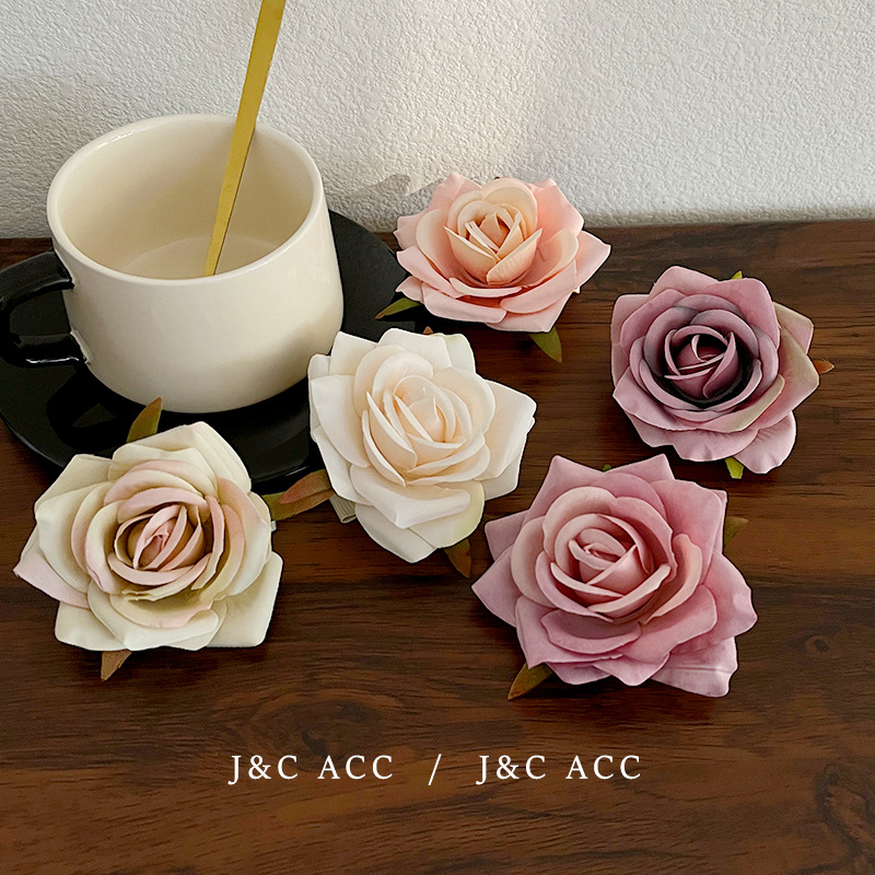 Spring and Summer Retro Simulated Flower Hair Clips Including Bud Rose Head Flowers with Exquisite and Versatile Style, Matching Sweet Duckbill Clips