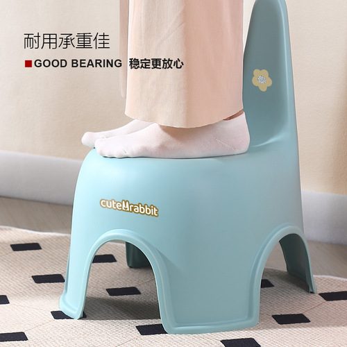 Children's plastic stool household baby back stool kindergarten cute rabbit stool thickened superimposed small chair