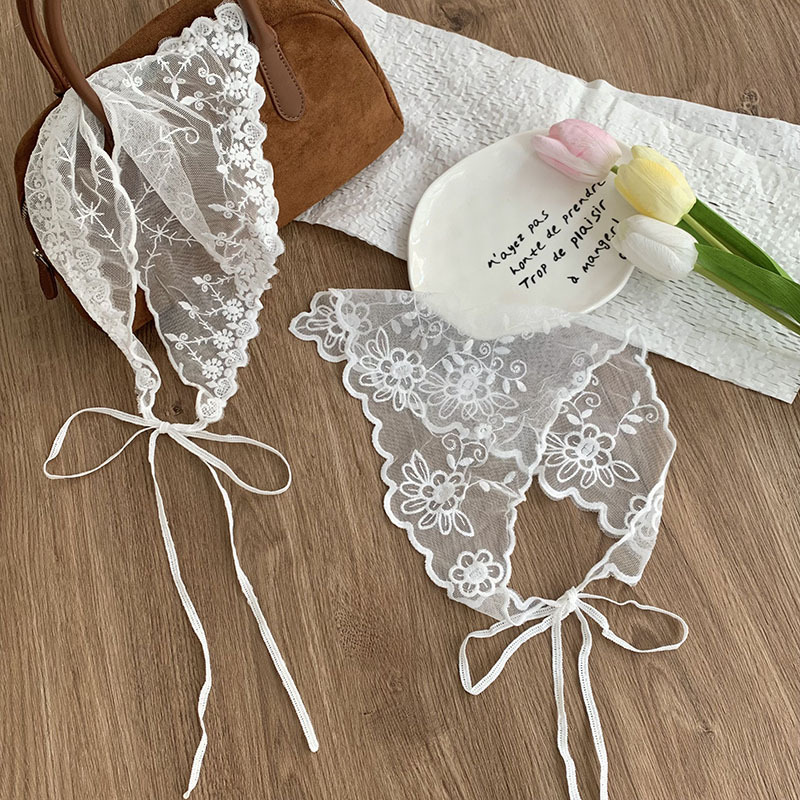 Pañuelo para el cabello pastoral femenino de verano nuevo estilo bufanda de seda multiusos vestido de alta calidad bufanda triangular de encaje correa de cintura