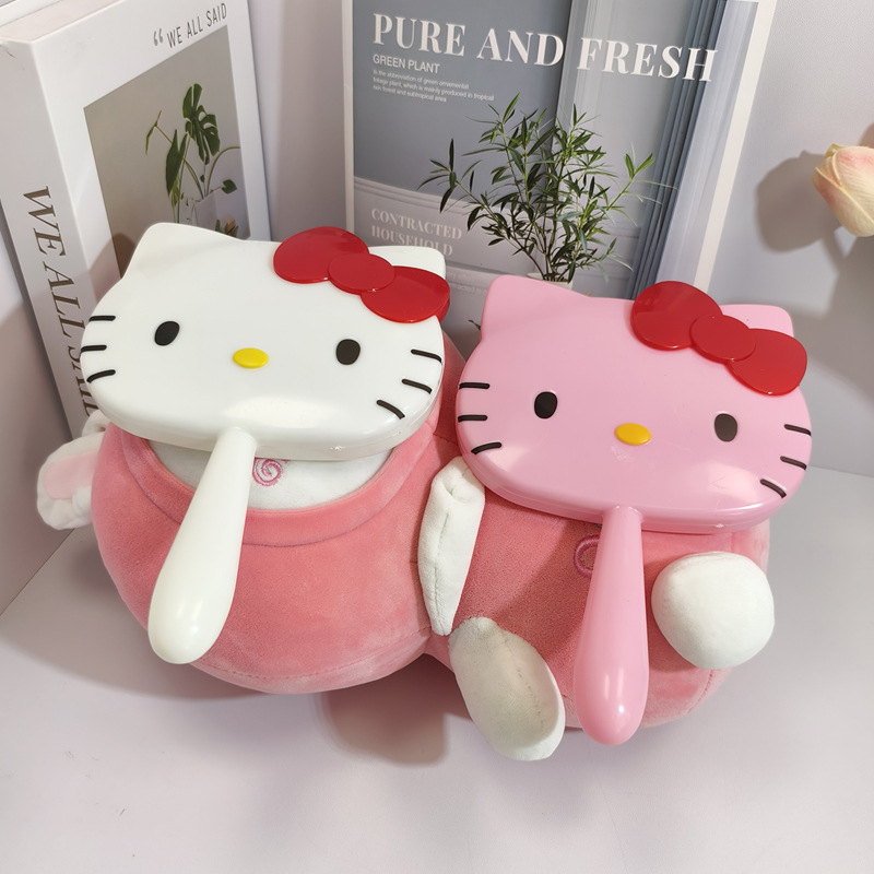 KT 고양이 거울 수제 DIY 소재 가방 도매 그물 빨간 헬로 키티 스틱 다이아몬드 메이크업 거울 창조적 인 장난감