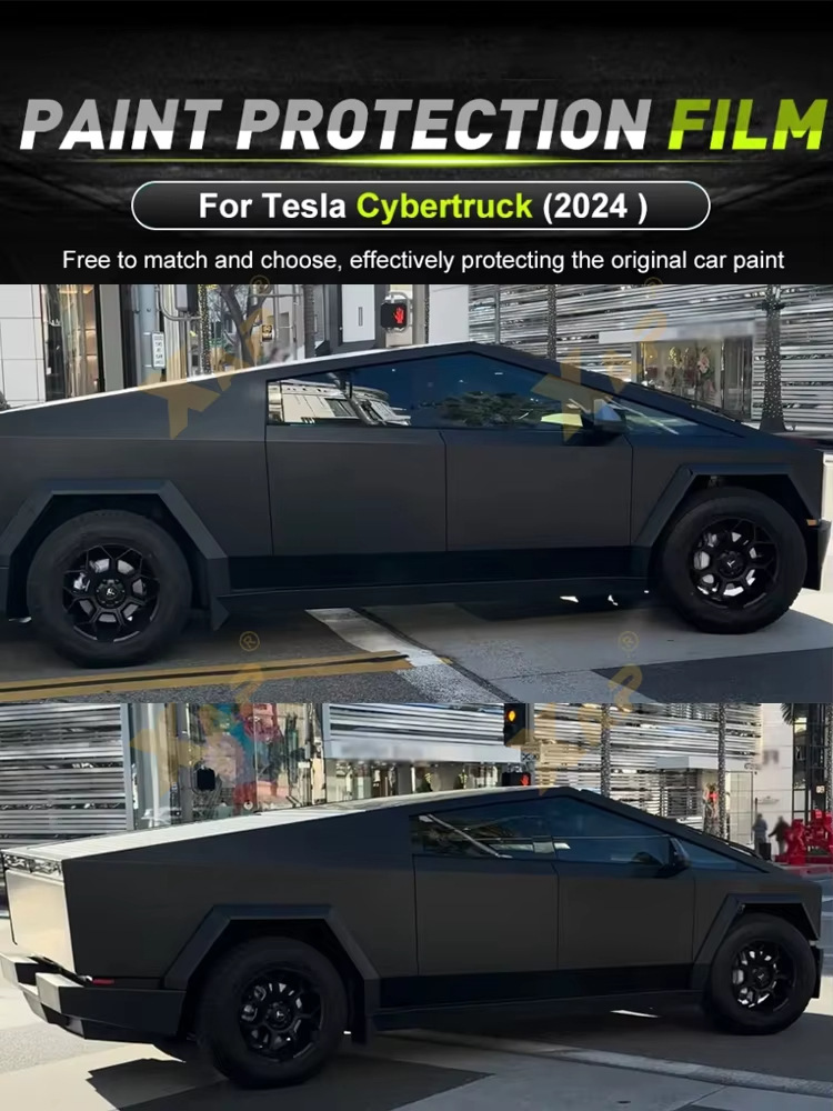 Suitable for Tesla Cyberpickup truck pre-cut TPU dumb black protective film PPF cross-border for Amazon