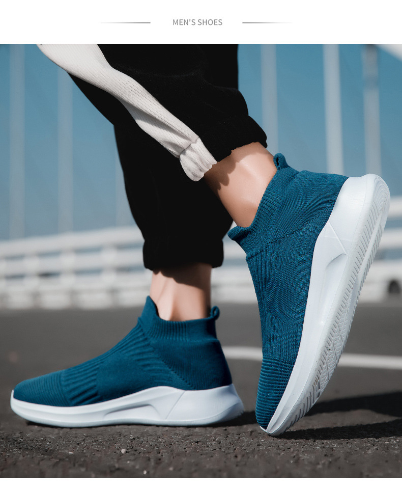 2023 spring new flying woven men's breathable shoes slip-on lazy shoes lovers shoes sports casual men's shoes cross-border undefined