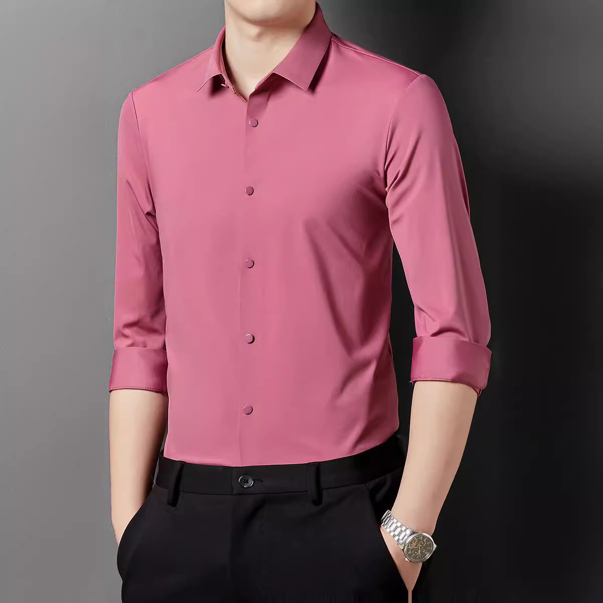Camisas para hombre, estilo primavera y verano, polos estilo Hong Kong, ropa de trabajo de alta gama para ir al trabajo, ropa de trabajo elegante, polos casuales de corte ajustado