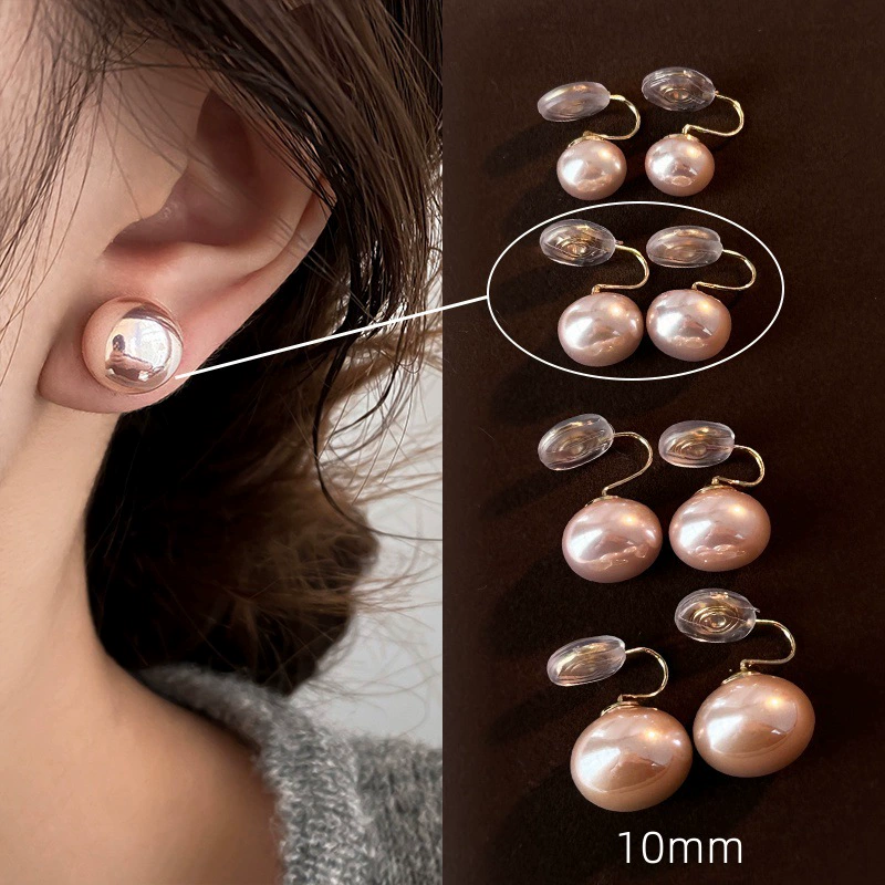 Earrings from pearl, small design ear clips, silver 925 sample