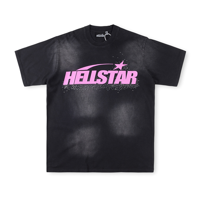 Hellstar Sports Logo T-shirt Washed Black Pink