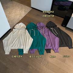 25秋季新款女士轻薄云朵棉连帽落肩开衫休闲卫衣拉链外套0922e6
