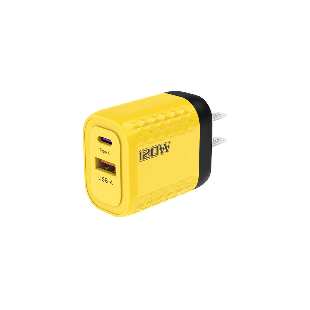 12W 다이아몬드 A+C 고속 충전 헤드(미국 표준, 노란색)