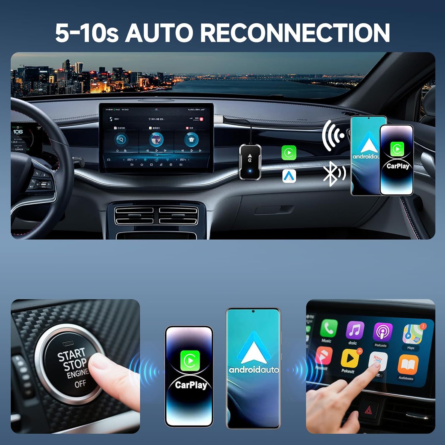 Проводной CarPlay к беспроводному CarPlay коробка, Android Auto автомобильная машина соединительная коробка адаптер