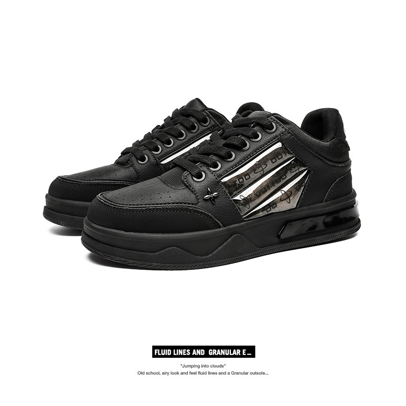 Sailboat black sneakers, the same style as worn by Chinese trend stars, thick-soled niche Chinese trend height-increasing shoes, the same style as worn by Fan Chengcheng, white sneakers
