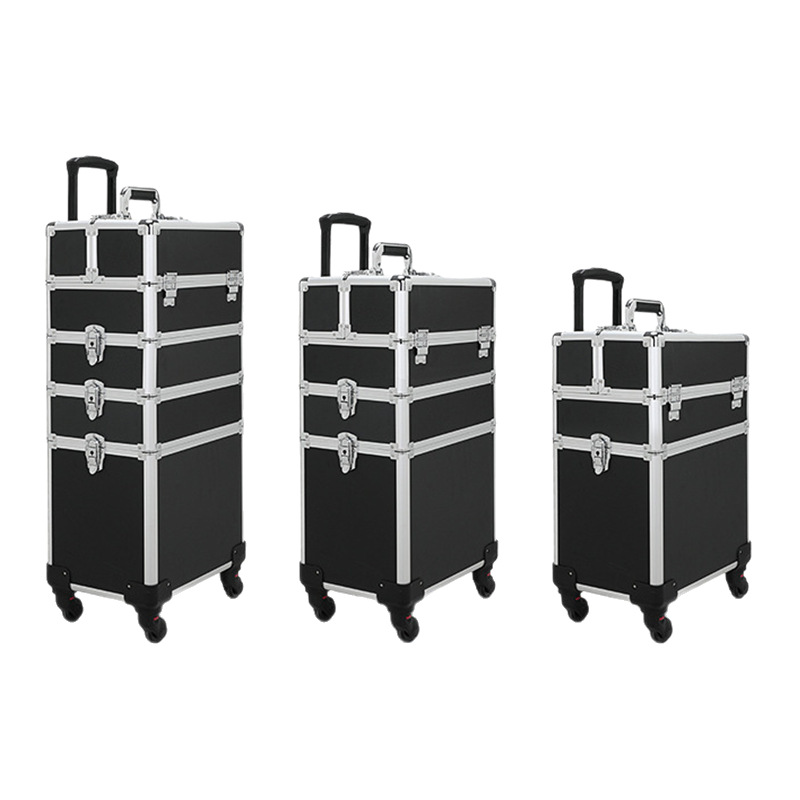 Caja de herramientas de manicura varilla de tracción de gran capacidad talón de maquillaje bordado belleza multicapa de almacenamiento profesional caja de maquillaje cepillo de maquillaje portátil