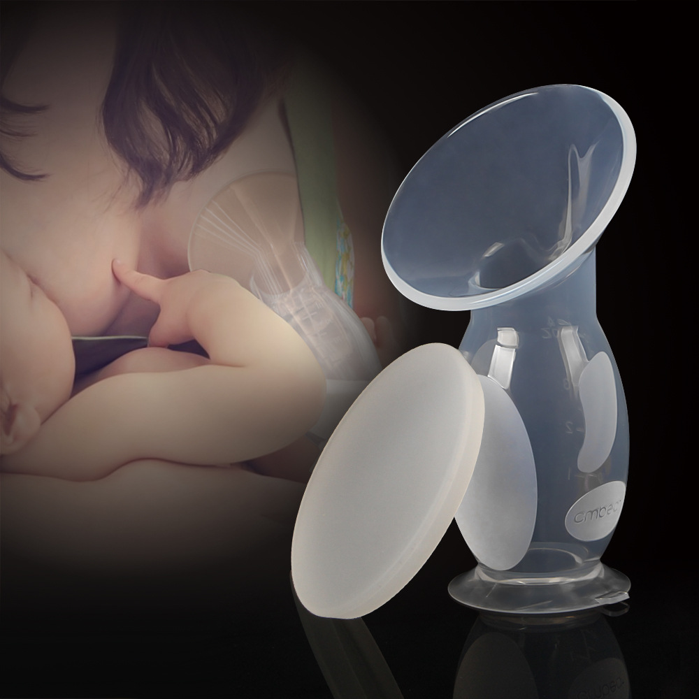 Kaman bear breast milk collector food grade liquid full silicone breast pump simple leak-proof milk manual suction