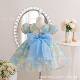 New 2024 Summer Girls' Dress European and American Puff Sleeve Princess Dress Children's Floral dress Mesh Tutu Dress