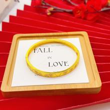 小金山古法沙金碎碎冰几何形折光手镯 女轻奢高级感实心金镯子久