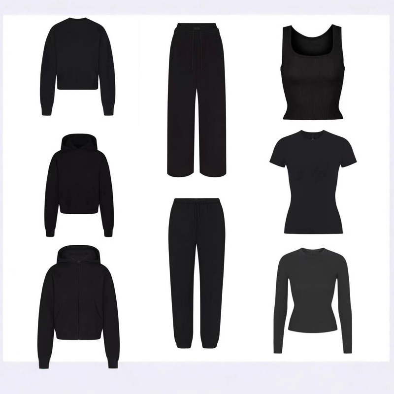 Skims Kardashian Black Series Sweatshirt Jacket Sweatpants Vest Short-Sleeved Long-Sleeved Sports Suit Daily Casual Skims Kardashian Black Series Sweatshirt Jacket Sweatpants Vest Short-Sleeved Long-Sleeved Sports Suit Daily Casual