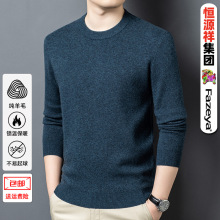 100%纯羊毛恒源祥男士羊毛衫2025秋冬新款全羊毛圆领纯色打底毛衣