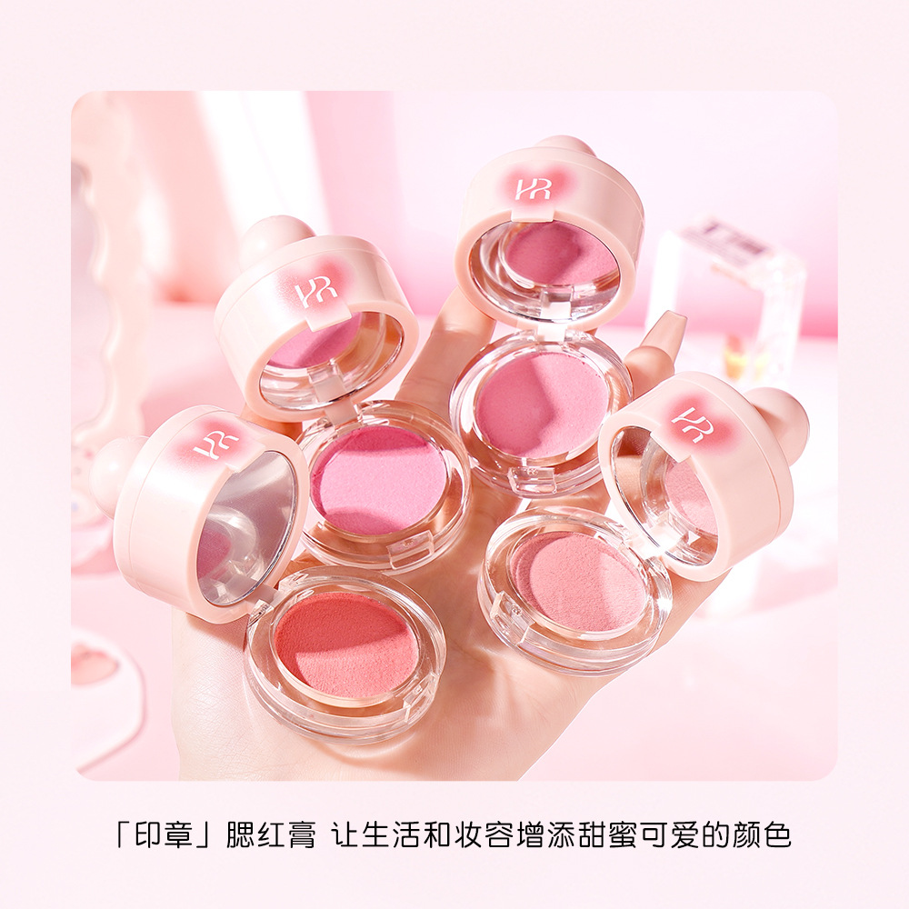跨境彩妝蘑菇頭腮紅膨脹收縮色高光修容盤腮紅泥腮紅棒盤女