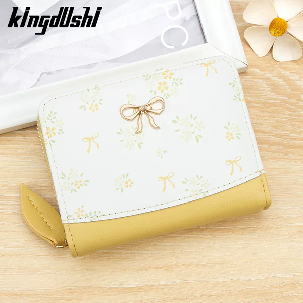 Korean Style Fresh and Simple Bowknot Women's Wallet, Short Fashion Zipper Coin Purse, Large Capacity Card Holder, Women's Clutch Bag