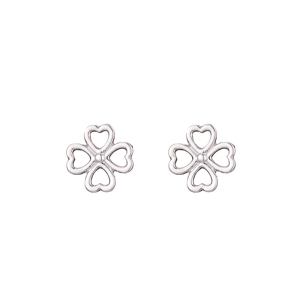 Simple Hollow Geometric Metal Heart Four-leaf Clover Earrings Wholesale Nihaojewelry display picture 3