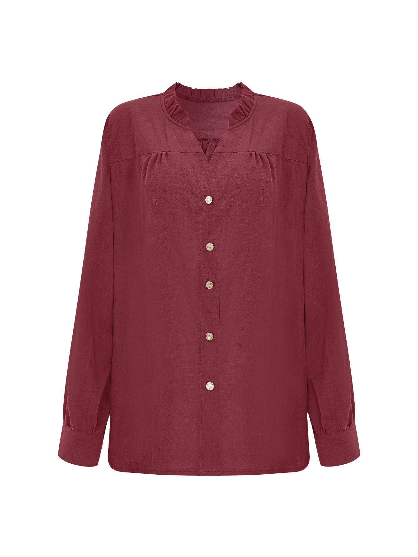 Dam blus i plus size med volangkrage och blommig spets_voghion.com