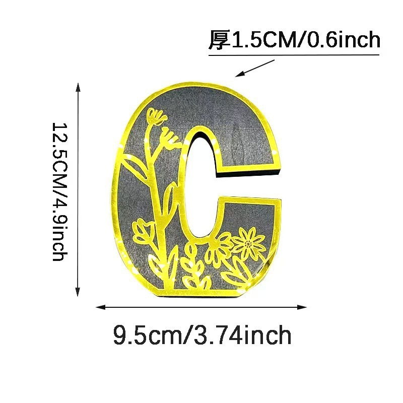 クロスボーダー彫刻アルファベット木製装飾置物花柄デザイン家庭用工芸品置物感|undefined