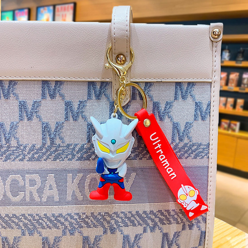 Ultraman Cartoon Keychain Cute Tiga Cerro Doll School Bag Key Chain Ring Pendant Doll Machine Small Gift
