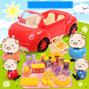 Children's family toy, cabriolet, cartoon RV plastic, tableware, set