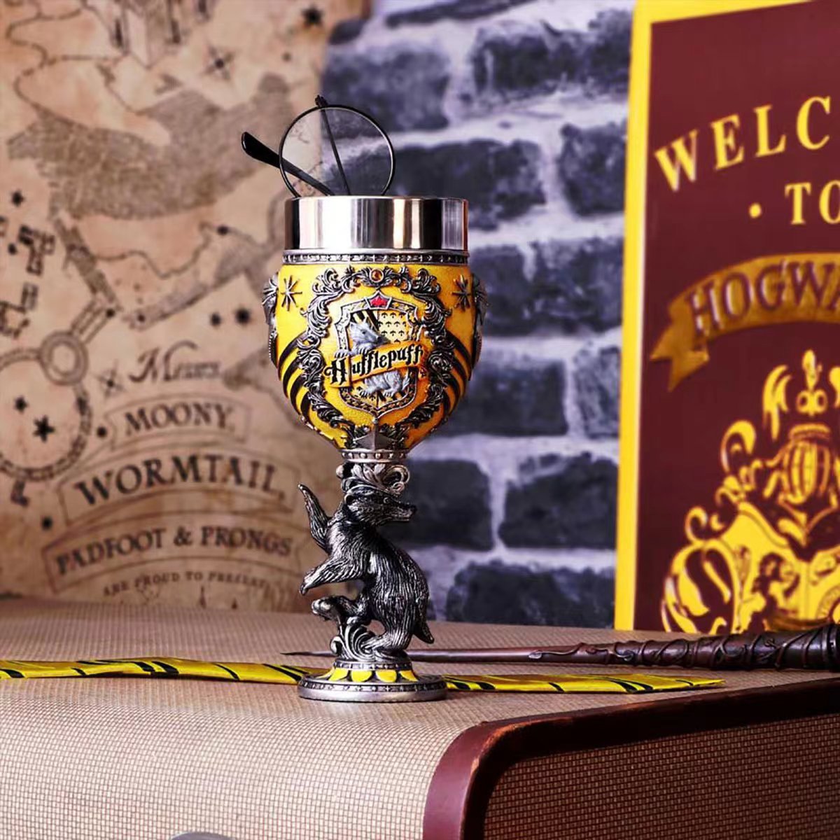 Colección creativa original de Harry Potter tazas de cerveza de la escuela de magia taza de pie alto recuerdos de acero inoxidable