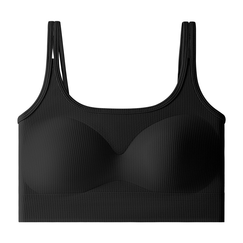 Correa de hombro sin costuras hermosa espalda ropa interior sujetador de chaleco de copa fija sexy gran espalda abierta con doble hombro chaleco envuelto en el pecho mujer