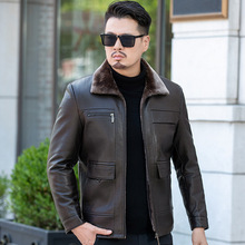2025新款皮衣男毛一体夹克外套海宁冬季加绒加厚爸爸装绵羊皮男装