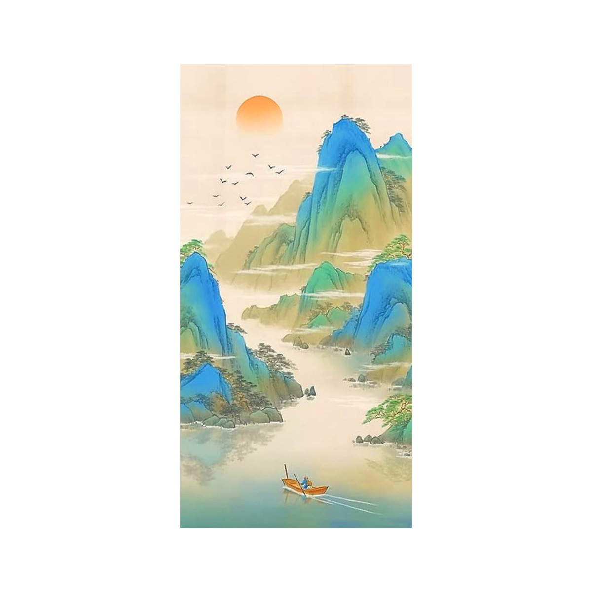 [Tela de algodón importada] Mona Lisa Royal Cross Stitch Green Miles de ríos y montañas Pintura de paisaje Sala de estar hecha a mano image 6