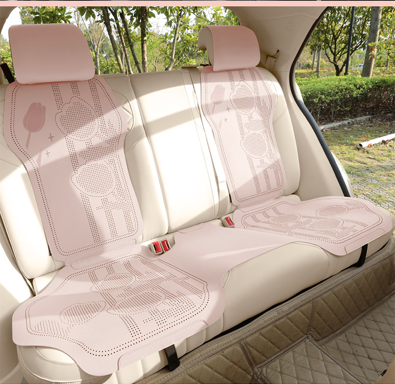 26 New Tulip Car Seat Cushions, Ice Silk, Cute and Comfortable, Suitable for All Seasons, Cartoon Design, Breathable, with Faux Fur Cover