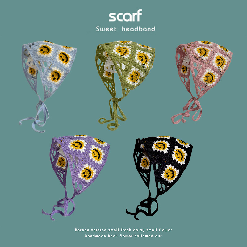 Japón encantador estilo pastoral galía de punto banda de cabello toalla triangular retrógrada francesa toalla triangular de tejido para la cabeza