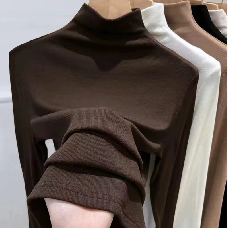 Двусторонний Delong теплый однотонный полувысокий воротник с нижней рубашкой осенью и зимой новый стиль может носить футболку с длинными рукавами
