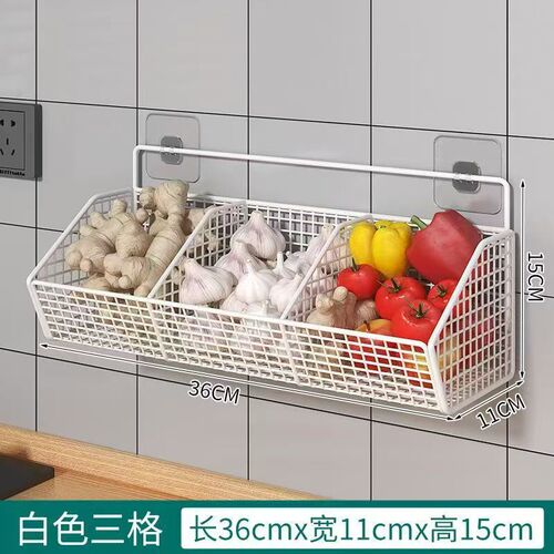 Onion, ginger, and garlic storage hanging basket kitchen shelf without drilling ginger and garlic seasoning storage basket