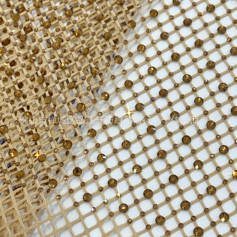 Fabricantes al por mayor tamaño de malla elástica imitación de malla de diamante australiano tela de perforación caliente vestido accesorios de prendas de vestir piezas de corte image 6