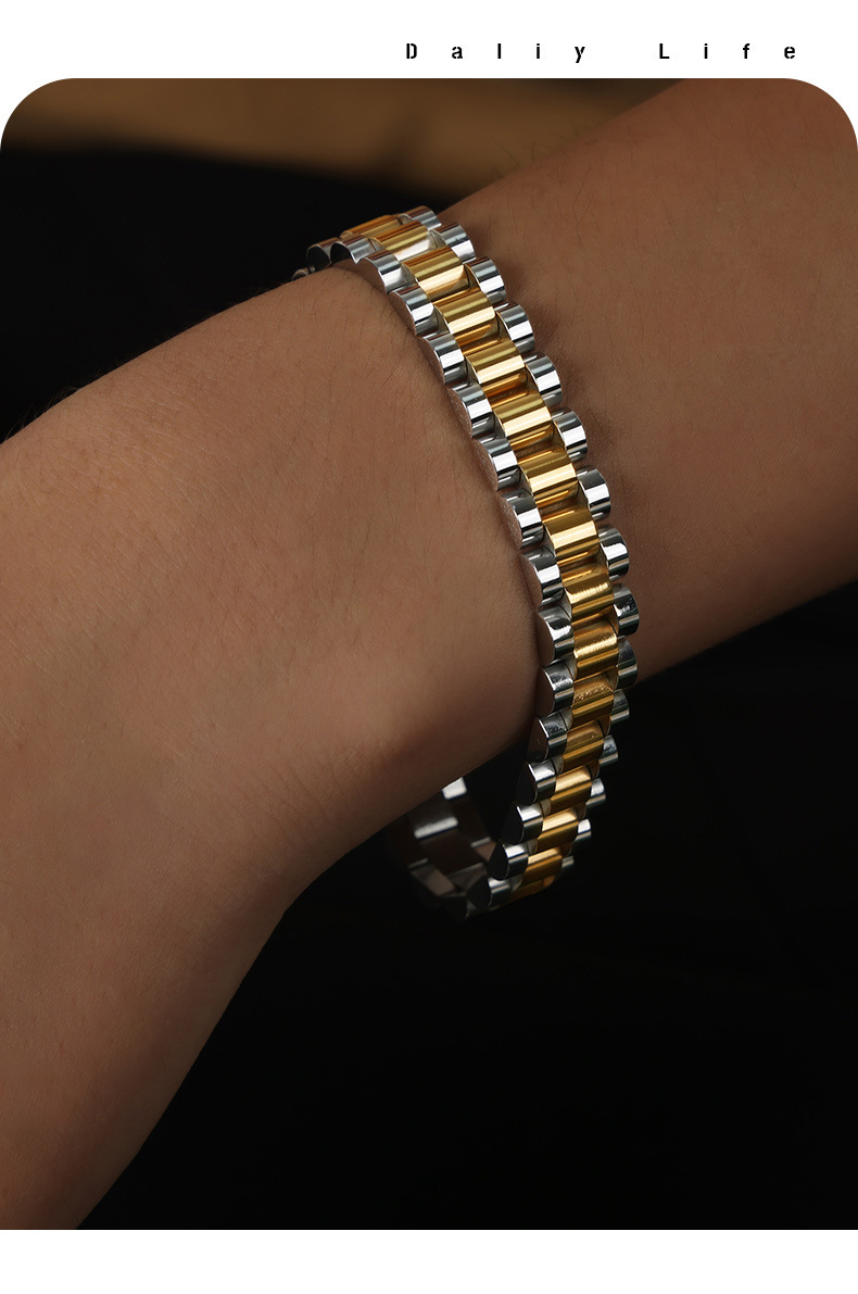 Bracelets Classification Simple Style Color Block Titanium Steel Plating Vacuum Plating Men's Bracelets Men's Chain Bracelets