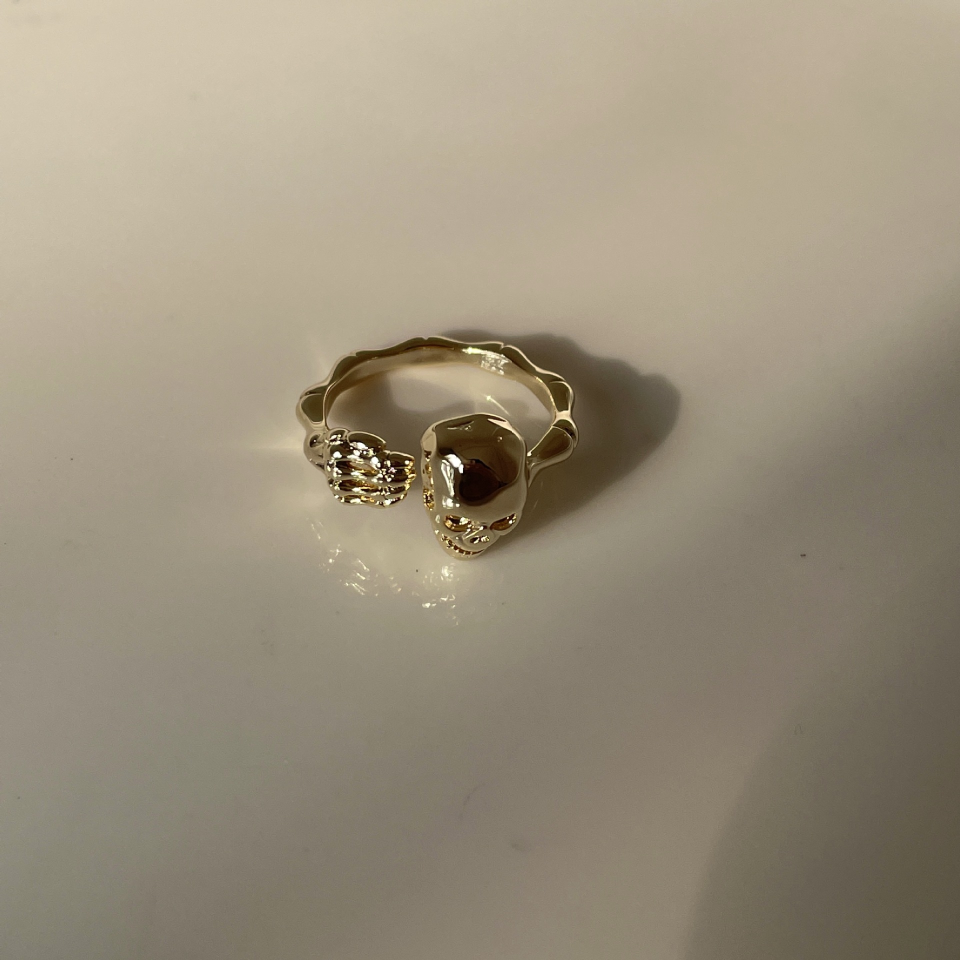 Korean fashion retro chain skull hollow metal index finger open ring female