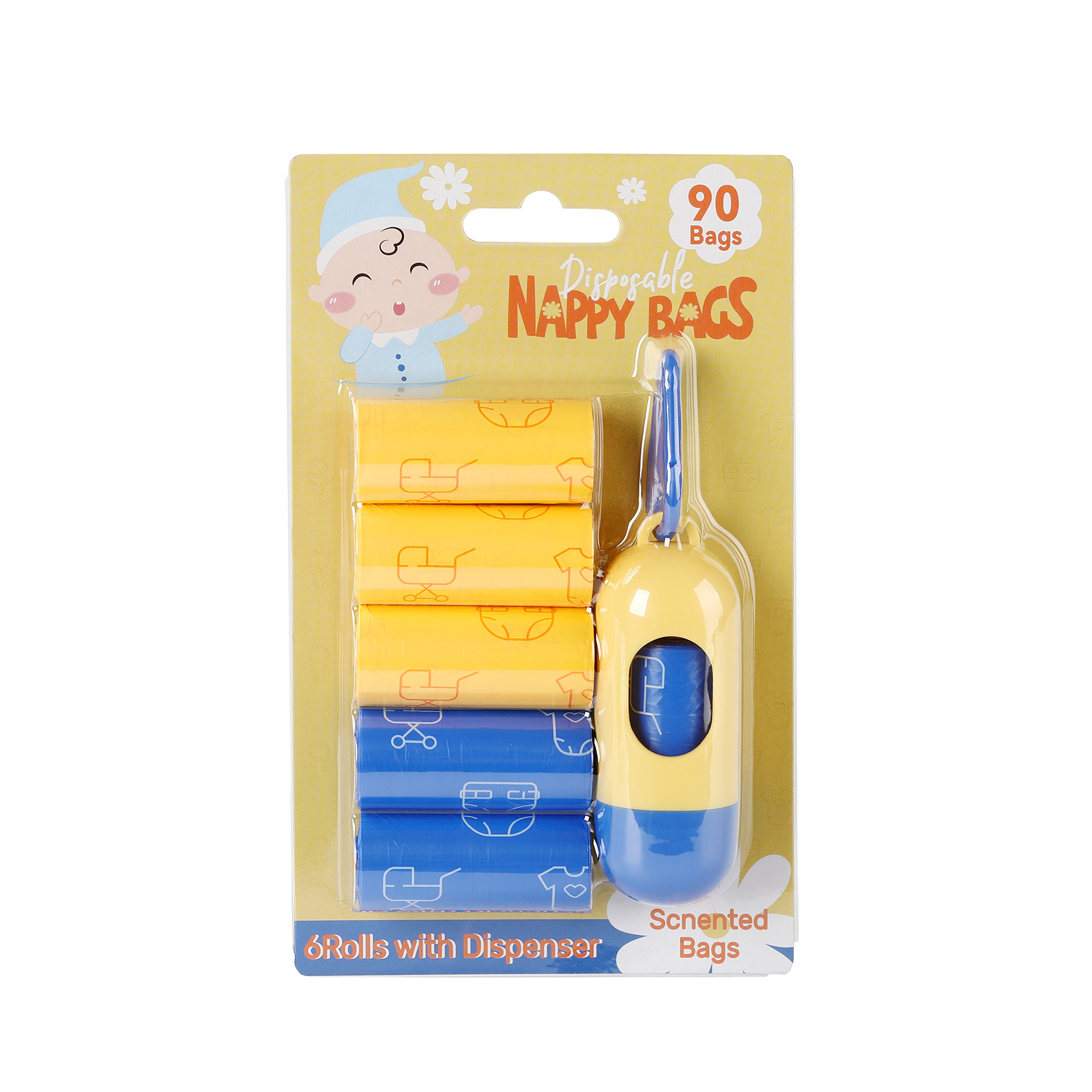 Transfronterizos temu bolsas impermeables para bebés desechables de boca plana enrollar bolsas de basura de pañales portátiles para salir