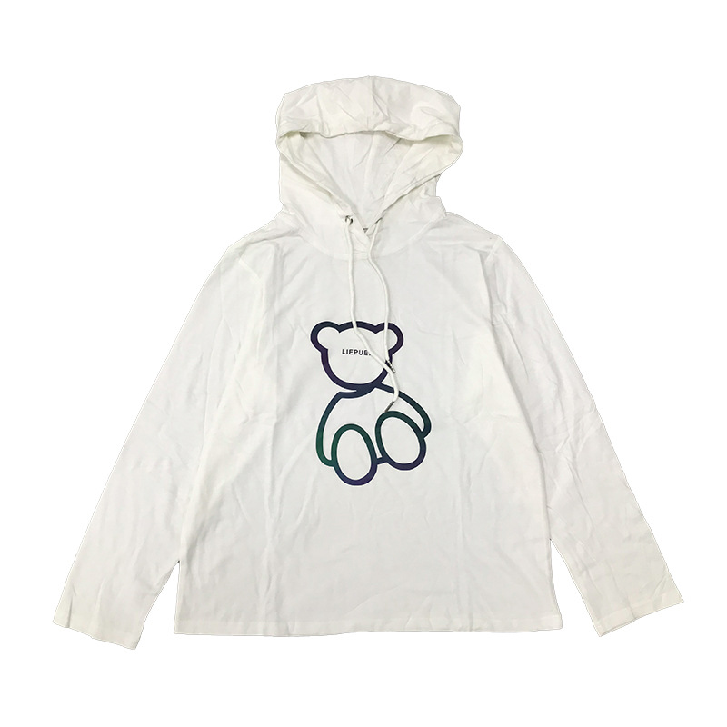 春季薄款连帽卫衣长袖纯棉印花休闲风韩版学生套头女式个性上衣|ms