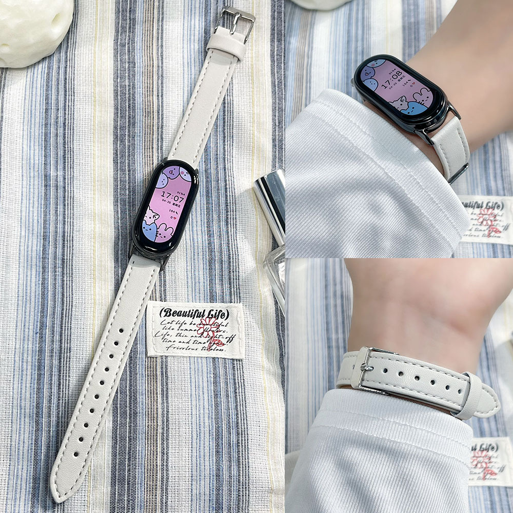 Suitable for Xiaomi Mi Band 9 Watch Strap 10/8Nfc Accessible Luxury High-End Sports Watch Strap Genuine Leather Women's Fashion Wristband