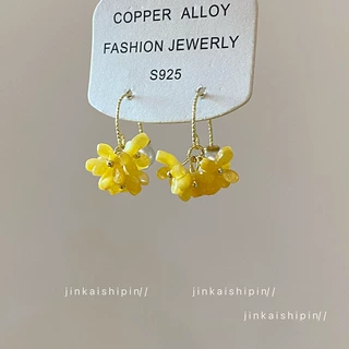 甜美桂花珍珠流苏耳环女小众温柔百搭耳坠复古法式百搭显脸瘦耳饰