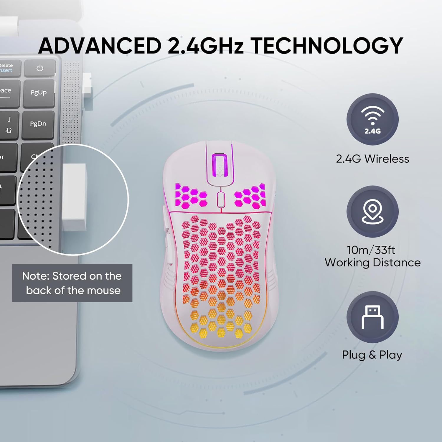 M7 Hollow Wireless Mouse Lightweight Office Gaming Backlit Computer Mouse 7200dpi Source Factory Cross Border_voghion.com