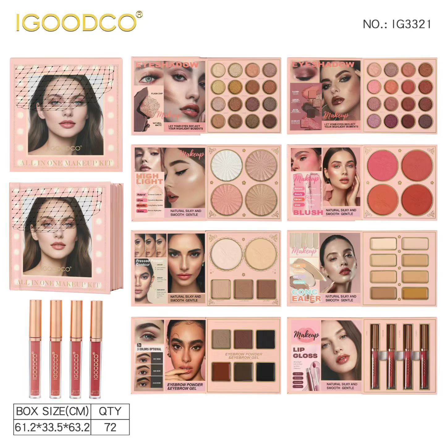 New Cross-Border Foreign Trade Multi-Color Book-Shaped Eyeshadow Makeup Book, Pearlescent Matte Glitter Lipstick, Flip-Page Style Cos Eyeshadow