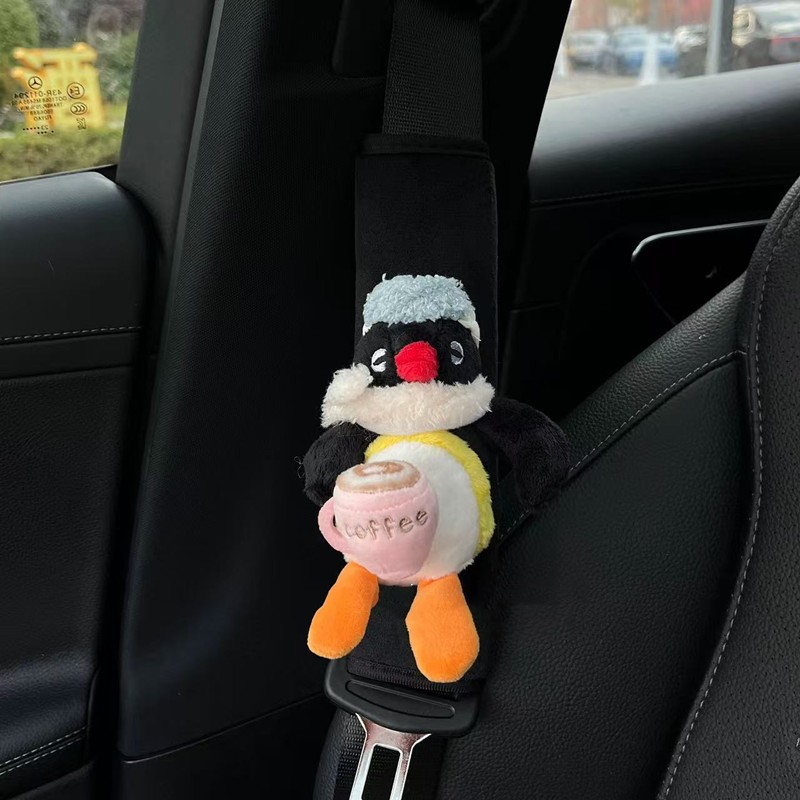 Pingu Doll Car Seatbelt Shoulder Pad Cute Penguin Family Pingu Car Shoulder Protector Anti-Strangling