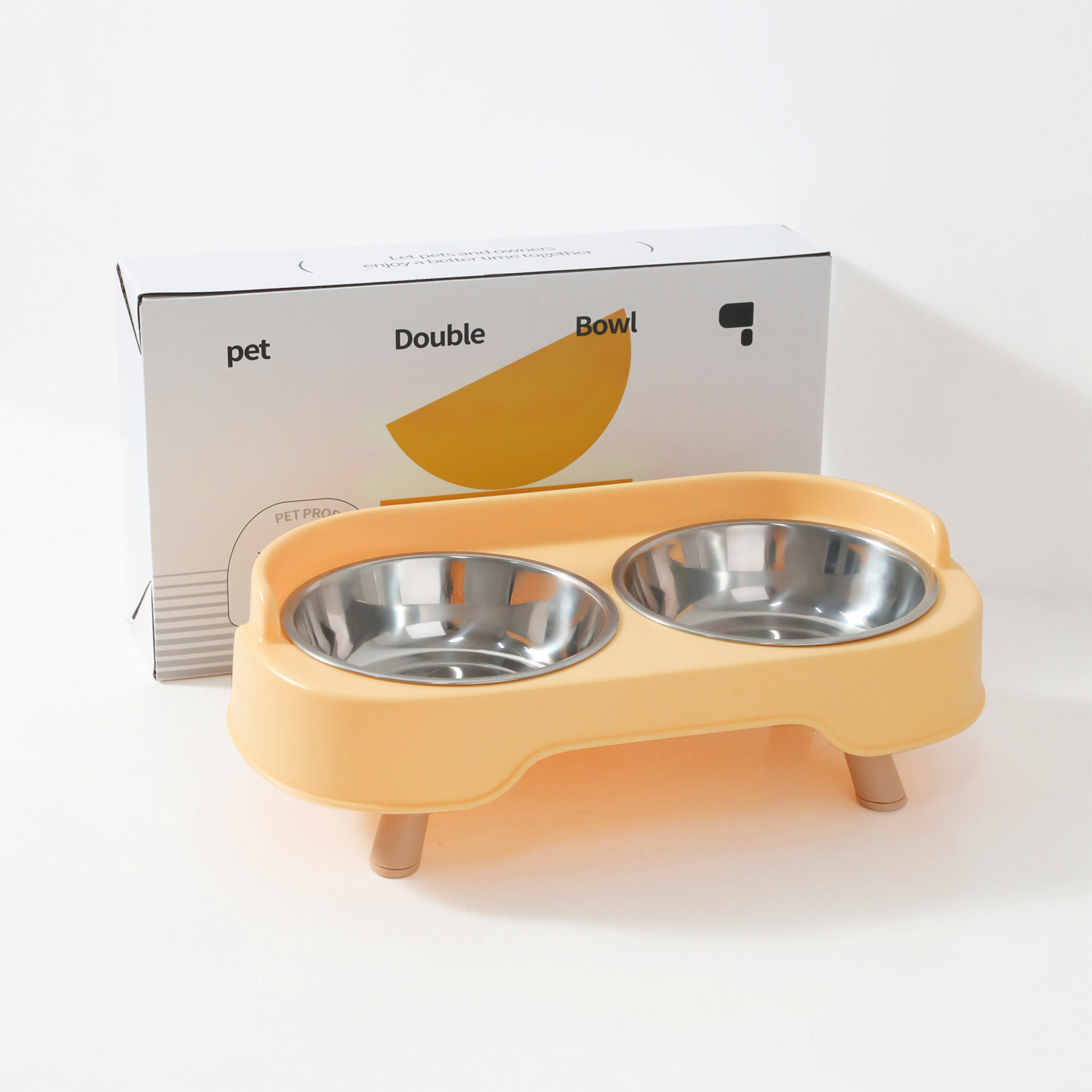 Sofá original de acero inoxidable doble cuenco anti-derroque cuello gato tazón de arroz para perros alimento para mascotas al por mayor