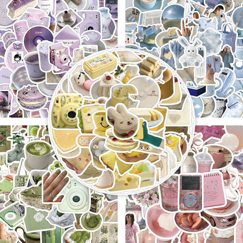 60 INS Wind blue stickers realistic small objects pink Purple Yellow Green small high color value small stickers