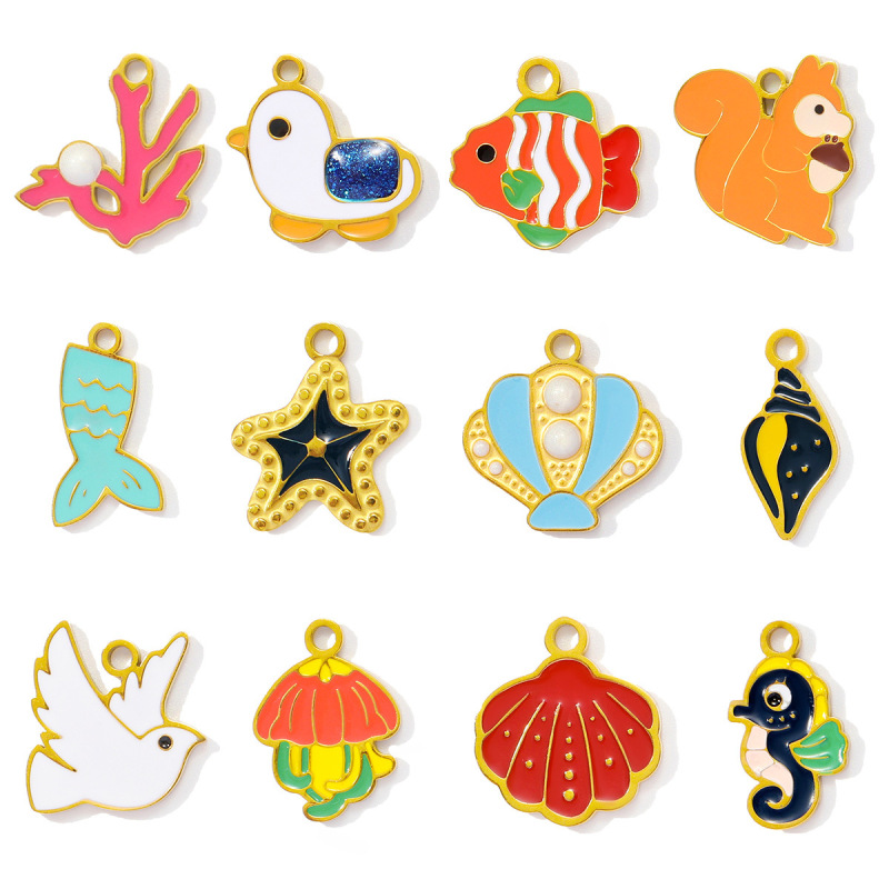 かわいいオイル滴るリス鳩クラゲ diy チタン鋼ネックレスペンダント女性ヒトデサンゴステンレス鋼ジュエリーペンダント|undefined